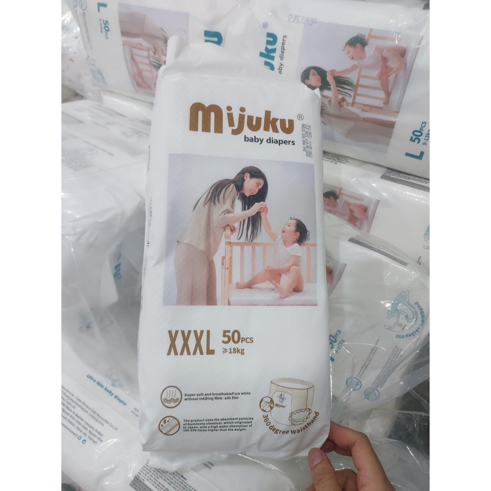 Tã bỉm quần, dán cao cấp MIJUKU S50/M50/ L50/ XL50/ XXL50/XXXL50 - Cam kết hàng chính hãng