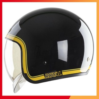 Mũ Royal M139 Kính âm - Đen bóng viền vàng - Mũ bảo hiểm dấu kính cao cấp Royal RVĐ