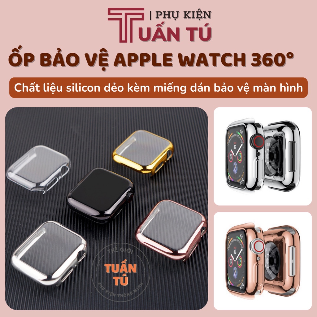 Ốp Apple Watch bảo vệ màn hình cạnh viền chất liệu TPU dẻo Series SE | 6/5/4/3/2/1 38mm 40mm 42mm 44mm - Tuấn Tú Case
