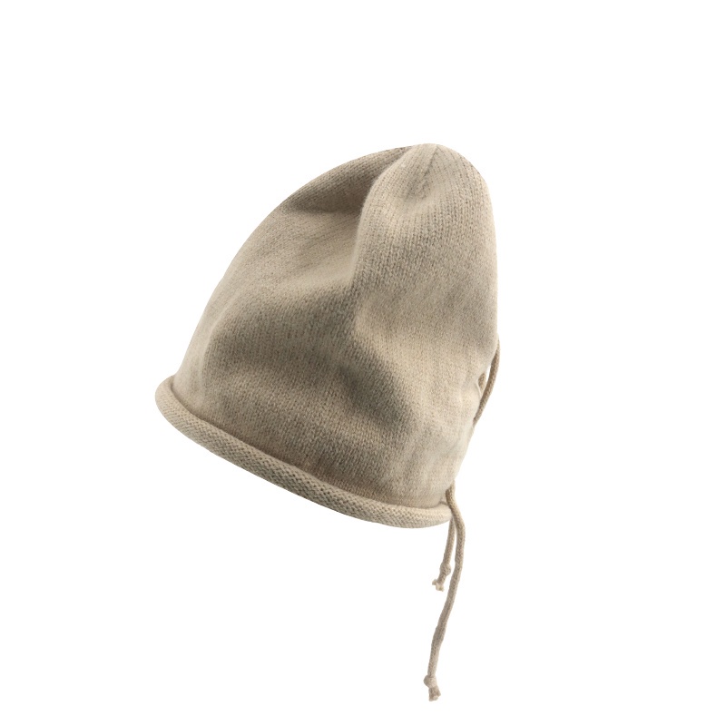 Mũ Len Dệt Kim Màu Trơn Cột Dây Thời Trang Vintage Hàn Quốc Cho Nữ