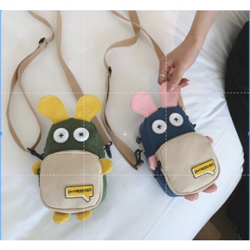 Túi Đeo Chéo Mini Bằng Vải Bố Họa Tiết Hoạt Hình Dễ Thương Thời Trang Cho Nữ