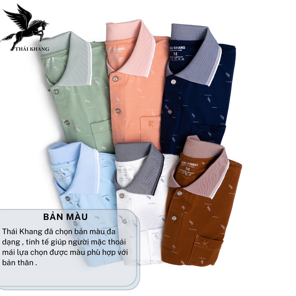 Áo thun nam trung niên họa tiết THÁI KHANG vải cotton TC 4 chiều vải mềm mặc thoải mái ATHUN33