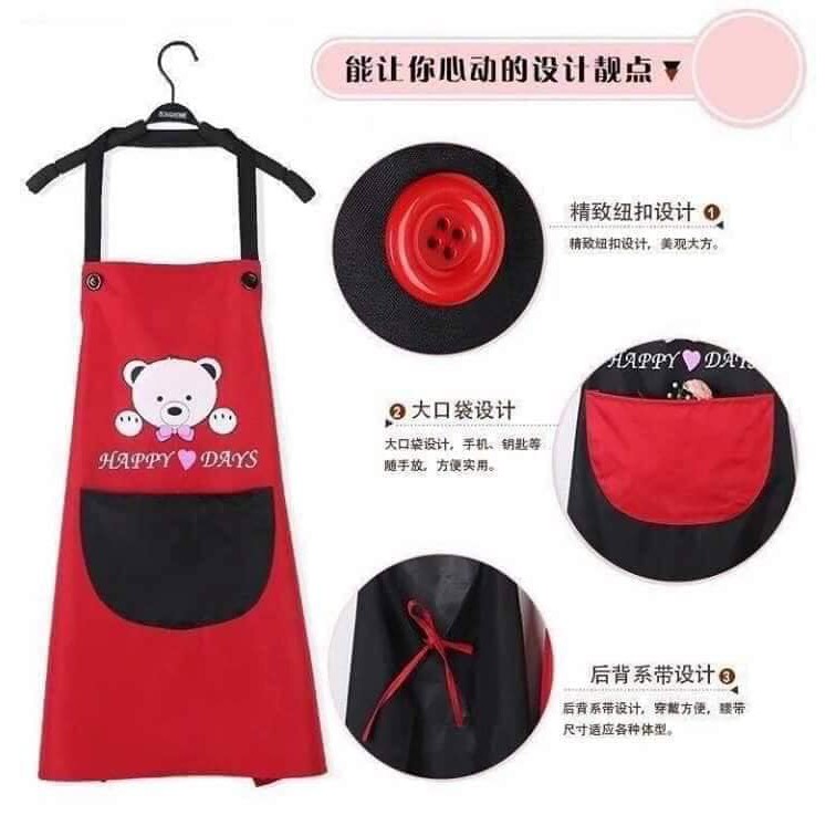 Cute Bear Print Cartoon Adult Apron A1