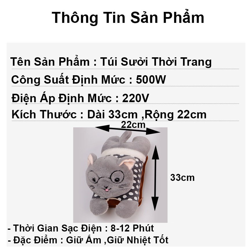 Túi sưởi cắm điện giữ ấm bụng hình thú Yuda túi sưởi ấm chân tay mùa đông hàn quốc dễ thương