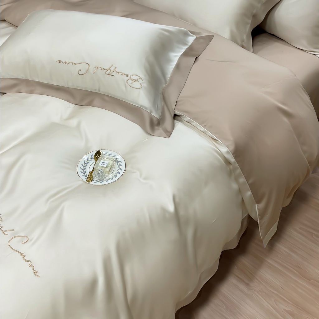 Bộ Chăn Ga Gối Lụa Tencel Cao Cấp Sang Xịn Mịn Mát Gồm Chăn Drap Gối Sét 4 Món - Nhập Khẩu Chính Hãng