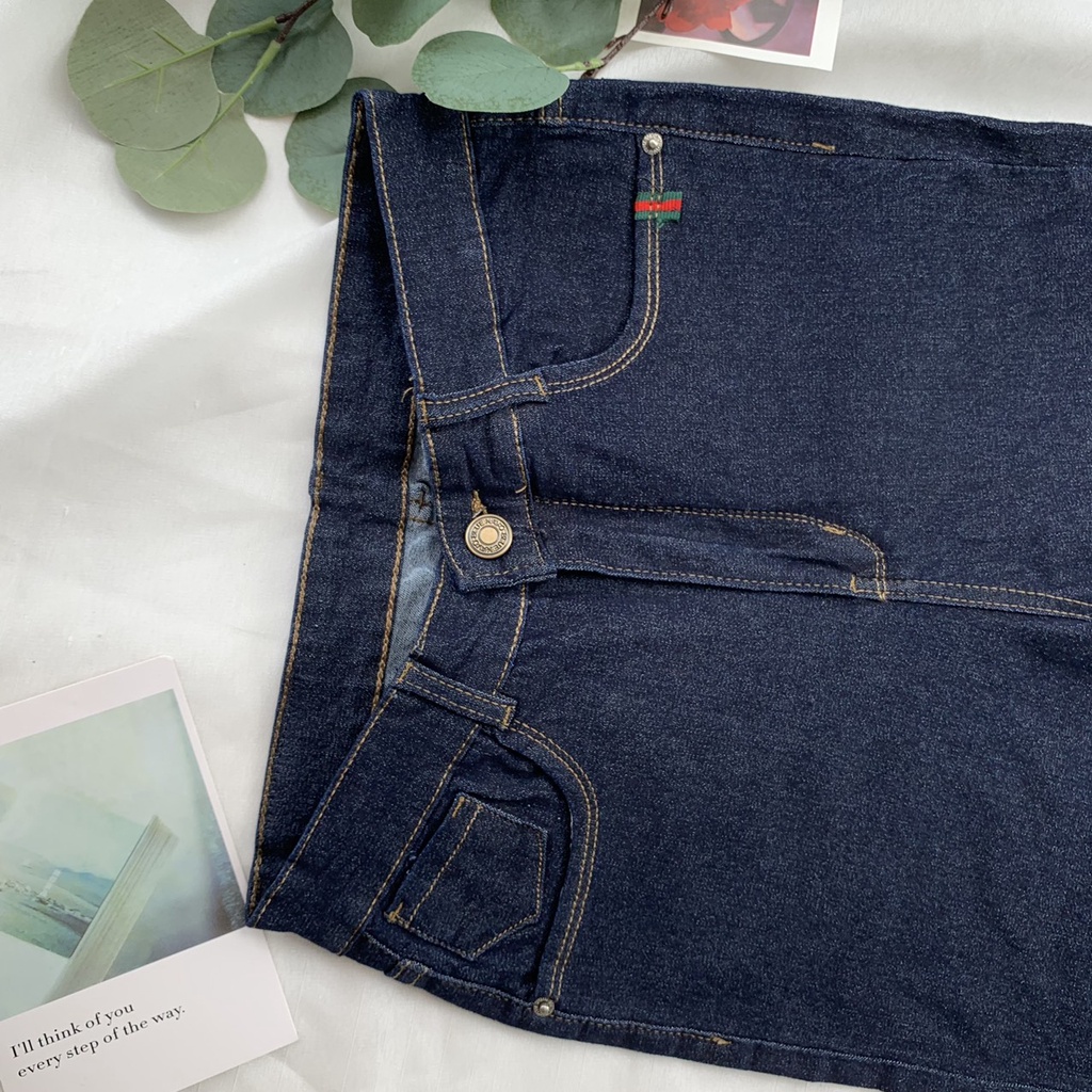 Quần Bò Nữ Lưng Cao Skinny KAVO BLUE Dáng Ôm Màu Tím Than Co Giãn