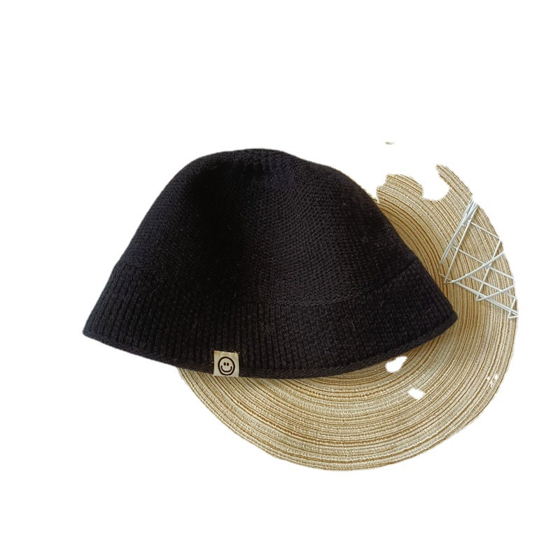 Mũ bucket Dệt Kim Họa Tiết Mặt Cười Đơn Sắc Cá Tính Thời Trang Cho Bé Trai Và Bé Gái