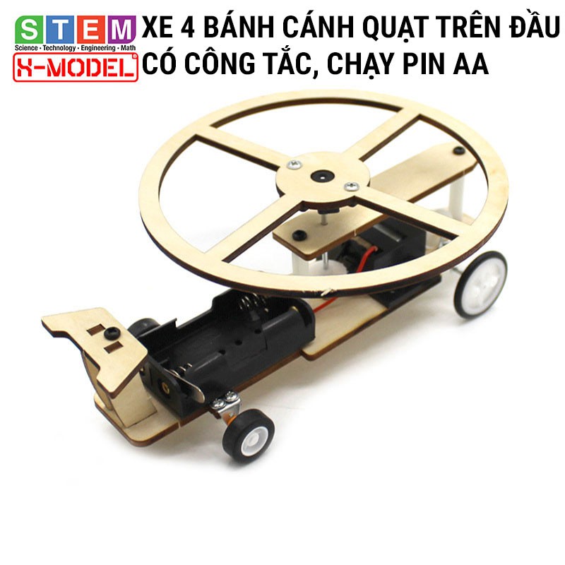 Đồ chơi sáng tạo STEM Ô tô gỗ 4 bánh có cánh quạt trên đầu X-MODEL ST37 cho bé, Đồ chơi trẻ em DIY |Giáo dục STEM, STEAM