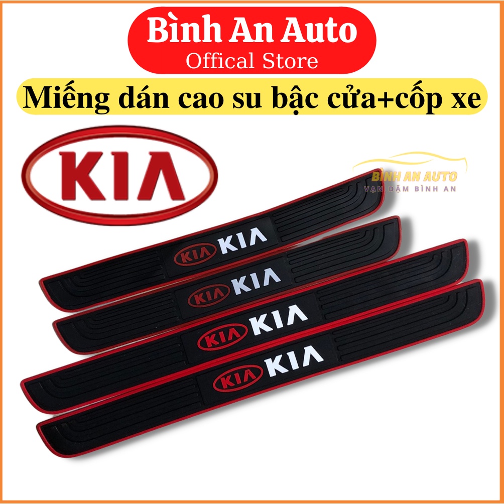 KIA - Bộ Miếng Nẹp Bước Chân Bằng Cao Su Chống Trơn Trượt - Miếng Dán Chống Trầy Xước Bậc Cửa Lên Xuống + Cốp Ô Tô