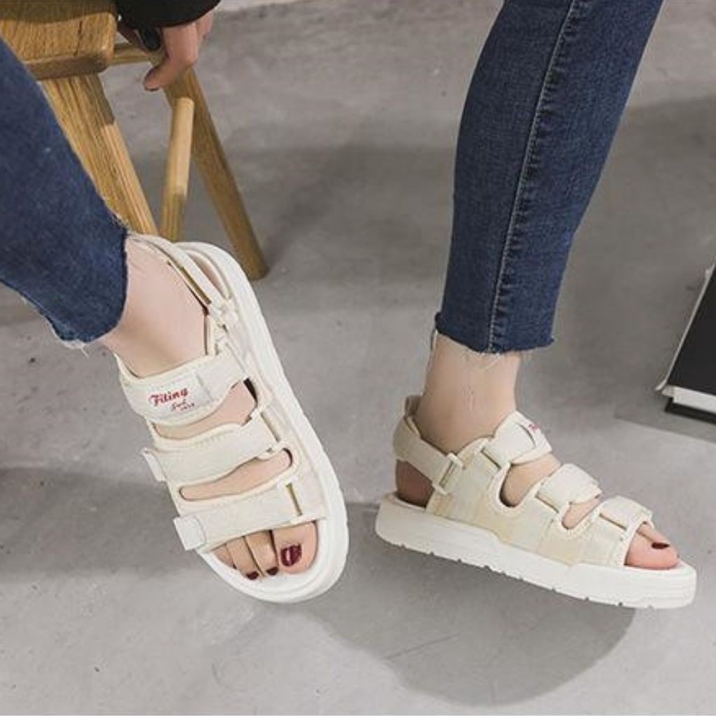 Sandal Nữ Đi Học Unisex Nam Nữ Đế Êm 3 Quai MRS006 - Mery Shoes