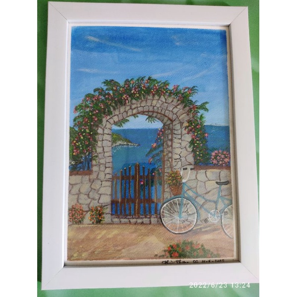 Tranh màu Acrylic vẽ tay có đóng khung sẵn size A4
