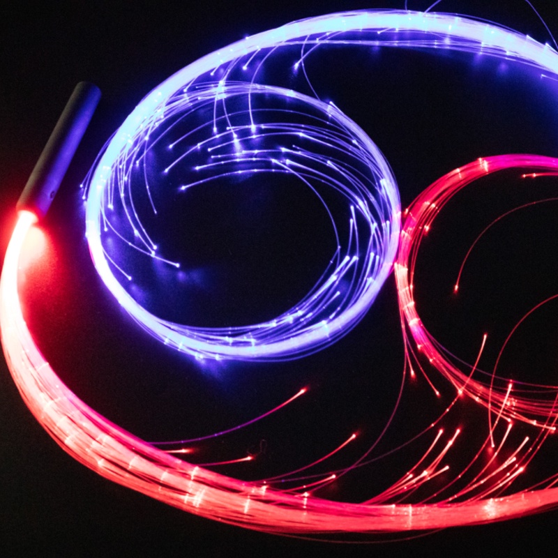 Disco Dance Party Whip LED Fiber Optic Dancing Battery Power 7 Colors 4 Glowing Modes Sparkle Flow Toy 360° Swivel Rave EDM