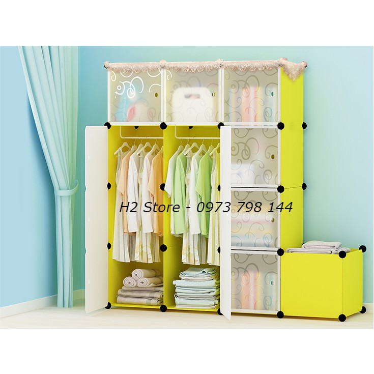 [SIÊU HOT] TỦ NHỰA LẮP GHÉP 12 Ô + 1 Ô CẠNH ĐỂ ĐỒ CHO BÉ ĐA NĂNG THÔNG MINH sâu 47cm