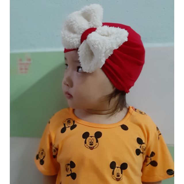 Mũ turban nơ lông