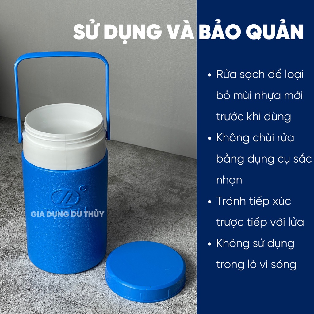 Bình đá giữ lạnh 12h có quai xách dung tích 1L, 1.5L, 2L, 3L Supercool Tý Liên không bị đọng sương của gia dụng Du Thủy