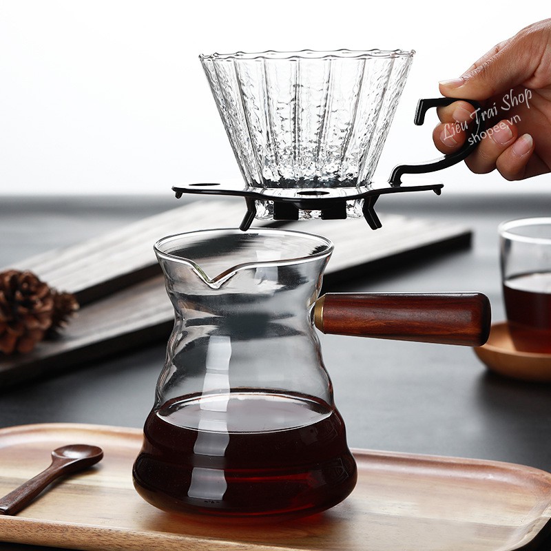 Phễu kalita thủy tinh lọc cà phê phễu drip cafe pour over pha cà phê giấy lọc