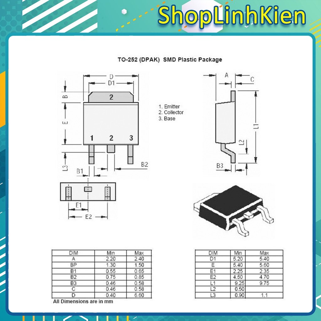 Tran dán TIP41C TO252 NPN 6A 100V SMD-J41C