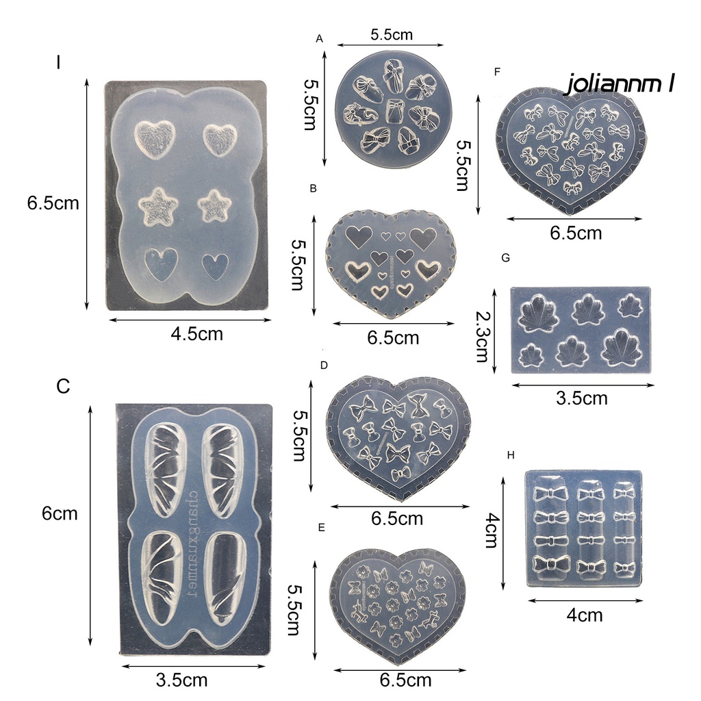 Khuôn móng tay silicon trong suốt tạo họa tiết 3D trang trí