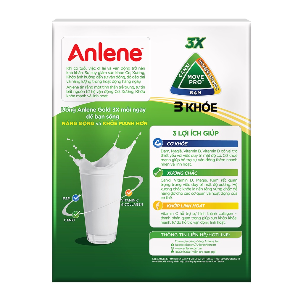 Sữa Bột Anlene Gold Vani Hộp Giấy 440g cho Người trên 51 Tuổi (Mẫu mới ghi trên 40 tuổi)