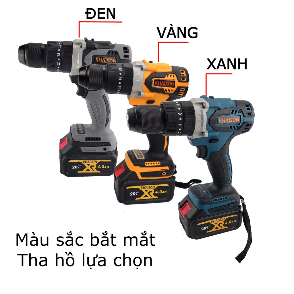 Thân máy khoan pin không chổi than đầu kẹp autolock 13mm 3 chức năng Khaison