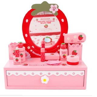 Đồ chơi gỗ bàn trang điểm dâu cho bé (có 2 màu cho các mẹ lựa chọn)