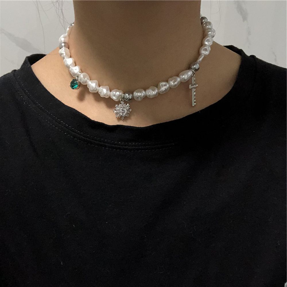 Vòng cổ choker đính ngọc trai nhân tạo thời trang Hàn Quốc sang trọng dành cho nam và nữ