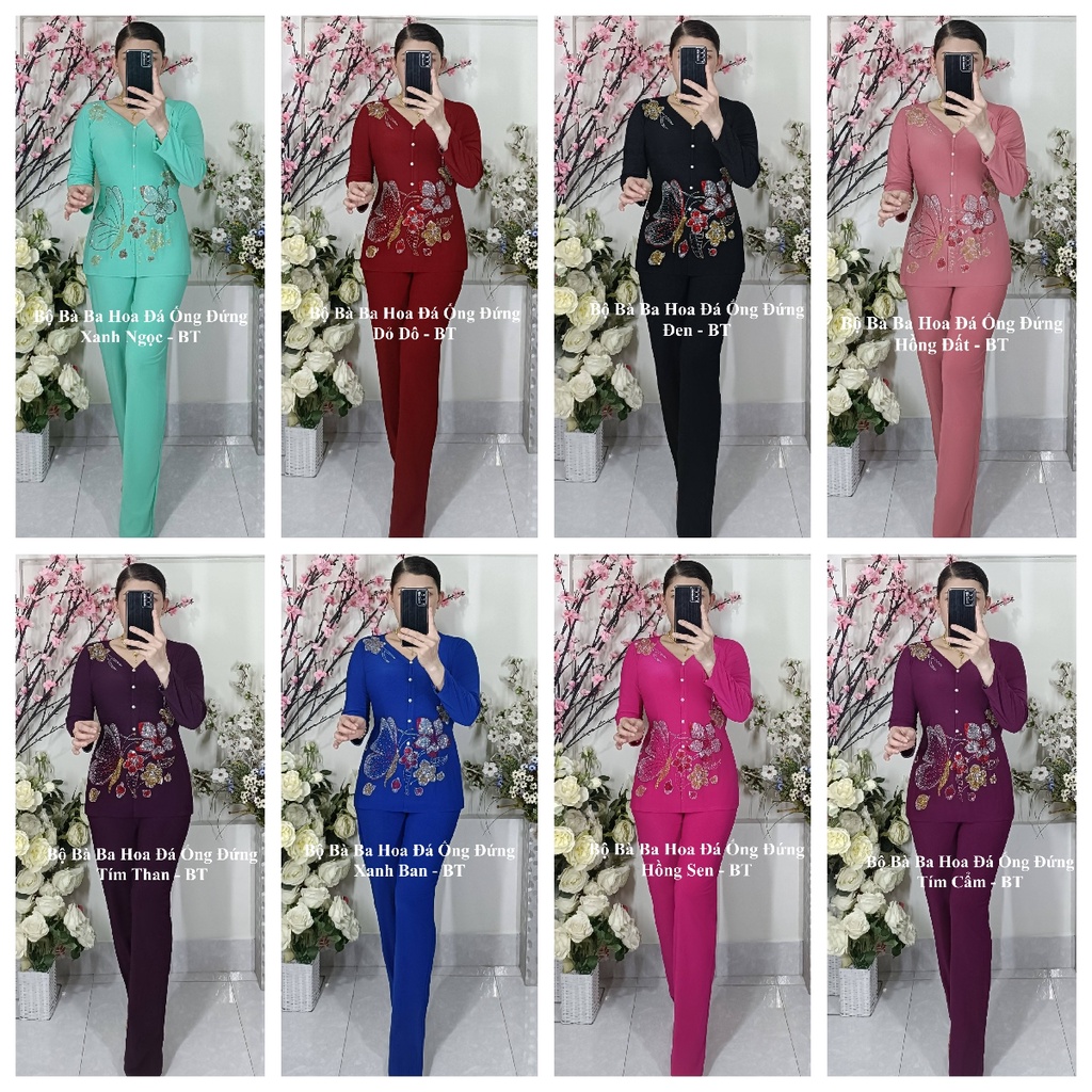 Bộ Bà Ba Hoa Đá Ống Đứng - Mã BT