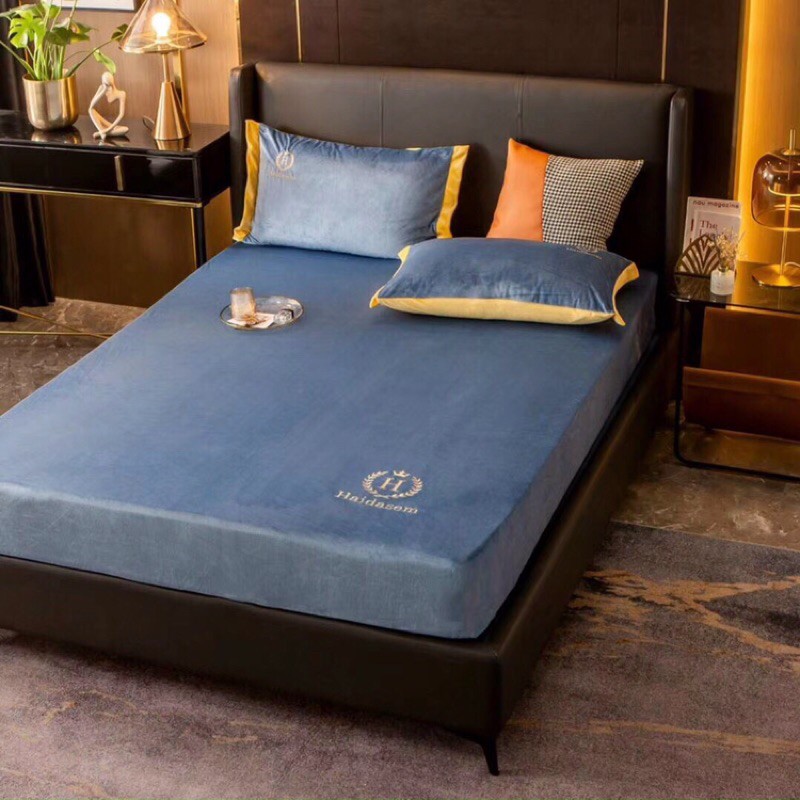 Bộ ga gối mùa đông nỉ nhung thêu 3 món cao cấp đủ kích thước
