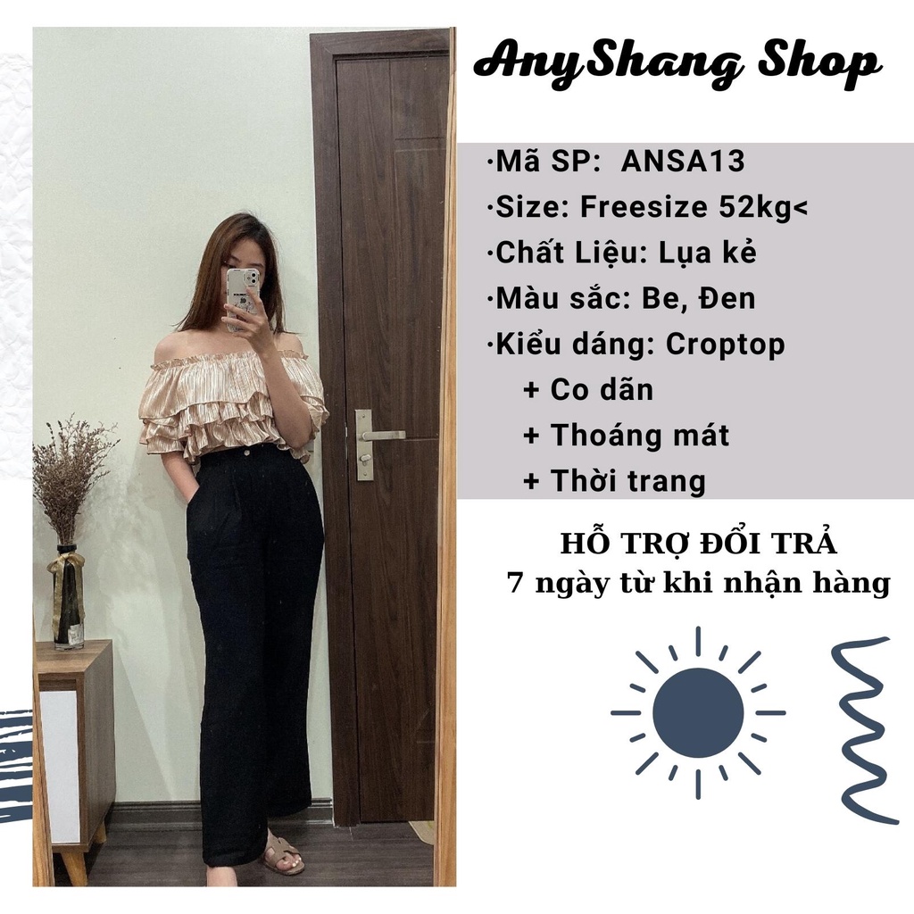 Áo trễ vai xếp tầng Croptop bánh bèo AnyShang phong cách ANSA13