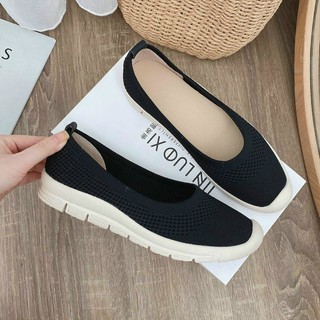 [ẢNH THẬT SHOP CHỤP] Giày slip on len chun đế dẻo siêu êm full box
