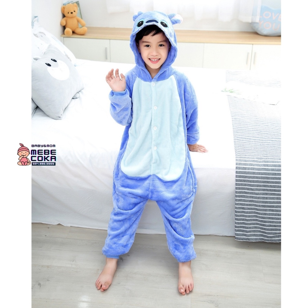 Bộ đồ hình thú STITCH XANH cho bé