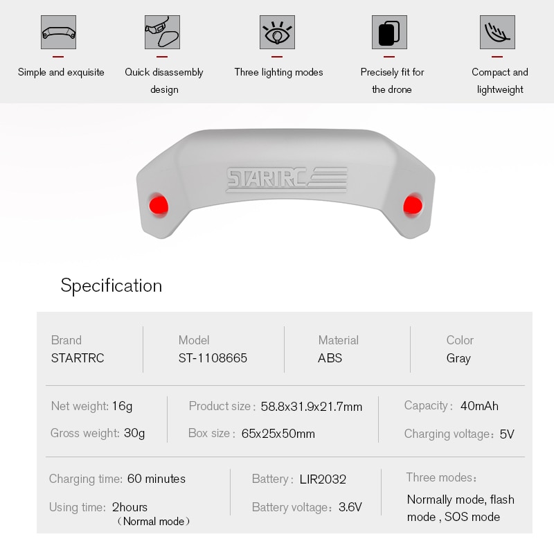 Đầu Đèn Nhấp Nháy Cảnh Báo Cho Drone DJI Mavic mini /mini 2/mini SE