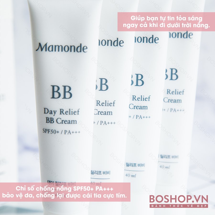 KEM NỀN MAMONDE DAY RELIEF BB CREAM SPF 50+ PA+++ 40ML TONE LIGHTBEIGE CHÍNH HÃNG - 4889