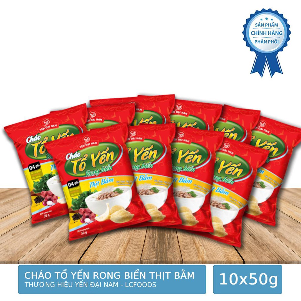 Combo 10 Gói Cháo Ăn Liền Tổ Yến Rong Biển Thịt Bằm Yến Đại Nam 50g