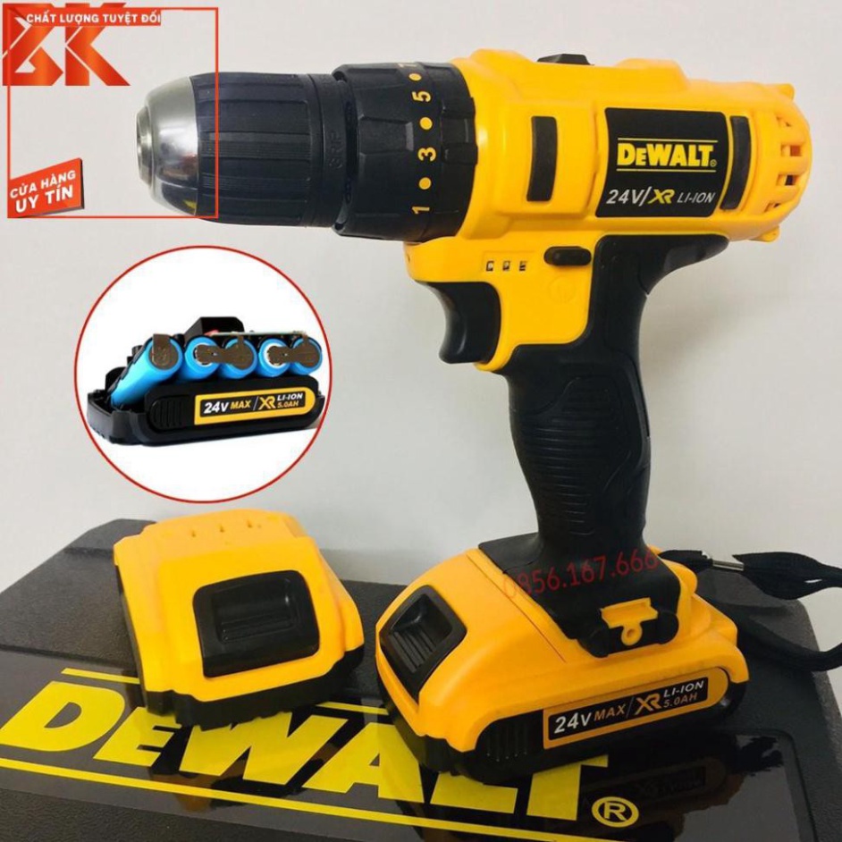 Chính hãng Máy Khoan Tường, Bê Tông DEWALT 24V Có Búa Pin 5 Cell Máy Bắt Vít  Máy Bắn Vít 24v