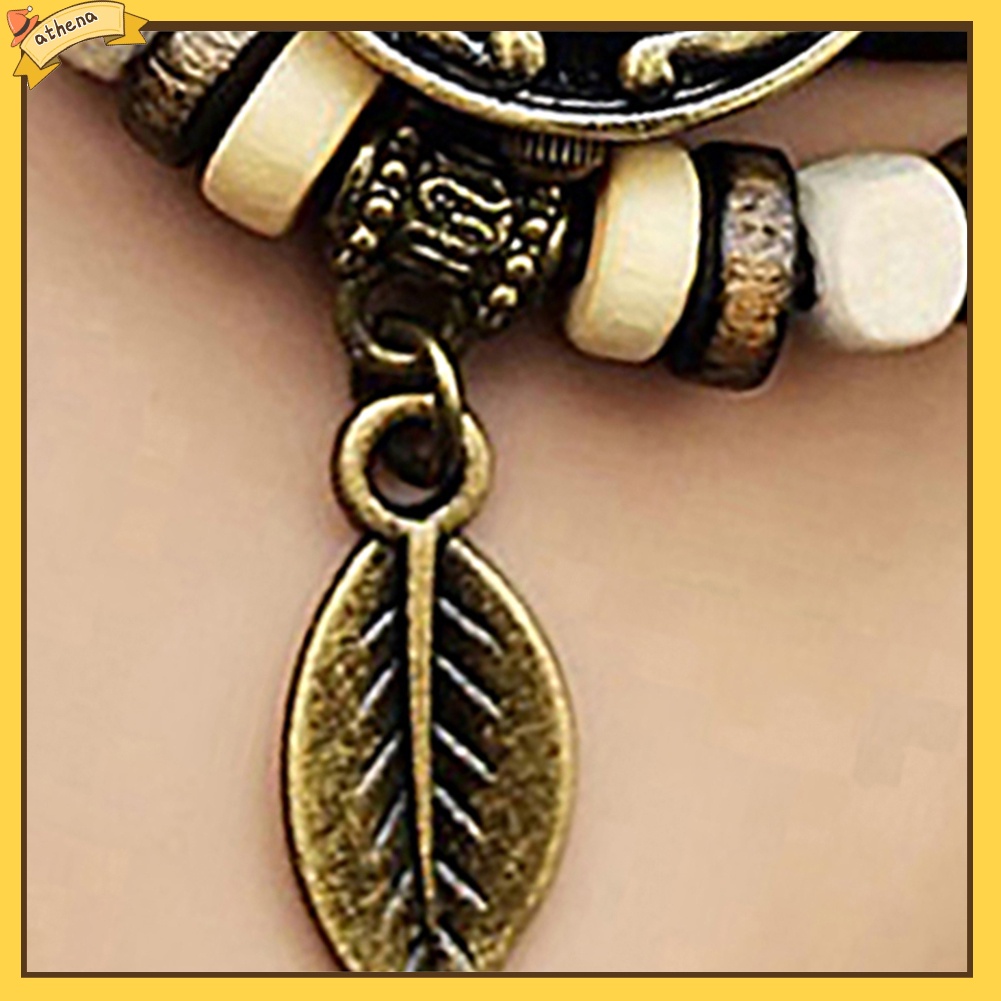 Đồng hồ thạch anh dây bện mặt hình lá phong cách retro