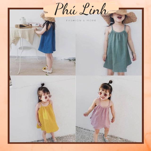 Váy 2 dây bé gái đũi siêu mát