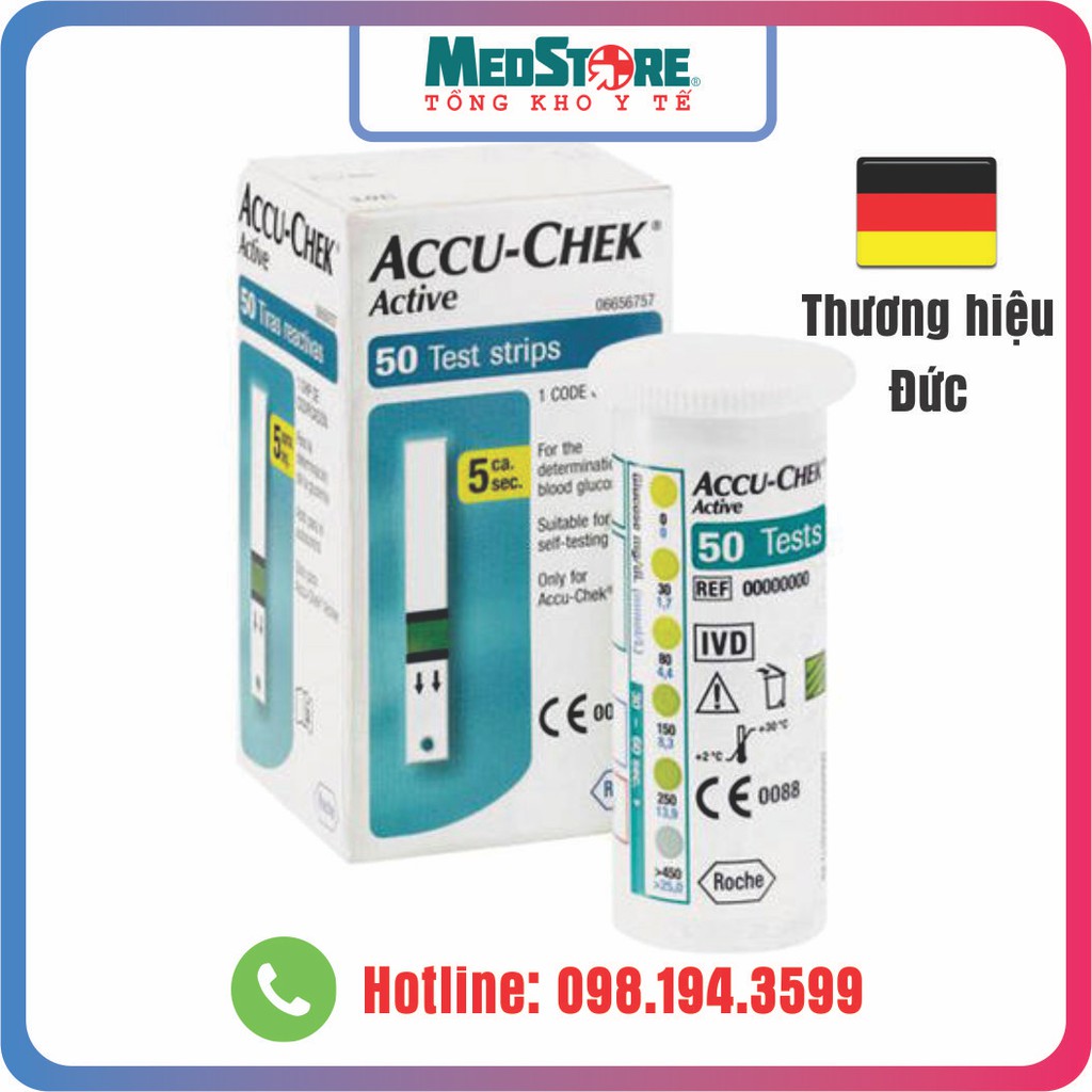 Que Thử Đường Huyết Accu-Check Active (hộp 25 que-50 que) Accuchek active