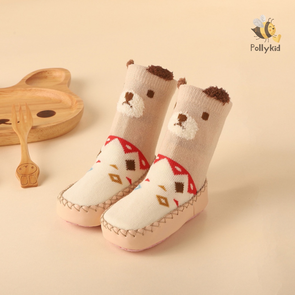 Giày tập đi chống trượt hoạ tiết hoạt hình cho trẻ sơ sinh POLLY KID từ 6 - 30 tháng SP217