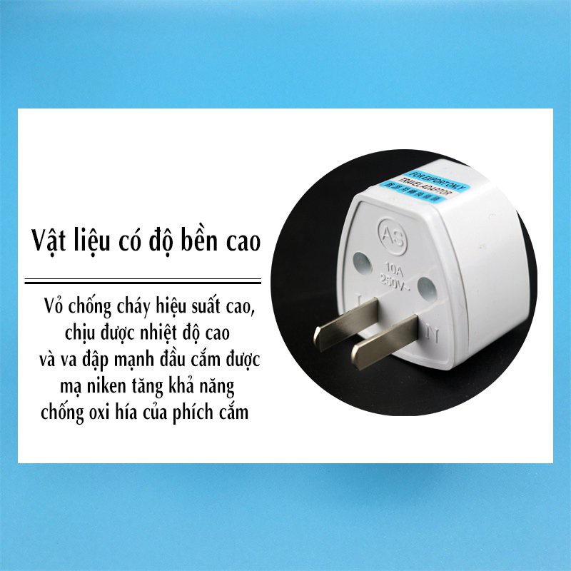 Ổ Cắm Điện Chuyển Từ Chân 3 Chấu Sang 2 Chấu, Sang Chân Cắm Thẳng, ASAKI OFFICIAL