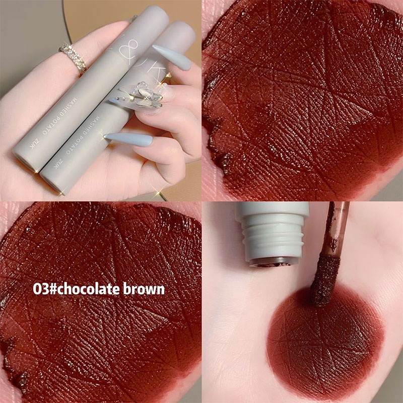 Son Môi Nhung Lì Màu Nâu Đỏ Trang Điểm Phong Cách Trung Hoa Herorange