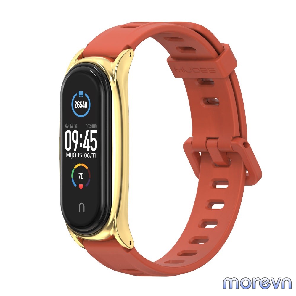 Dây đeo thay thế Miband 5 silicon mặt kim loại PLUS, CLASSIC chính hãng MIJOBS -  dây đeo mi band 5 silicon mặt kim loại