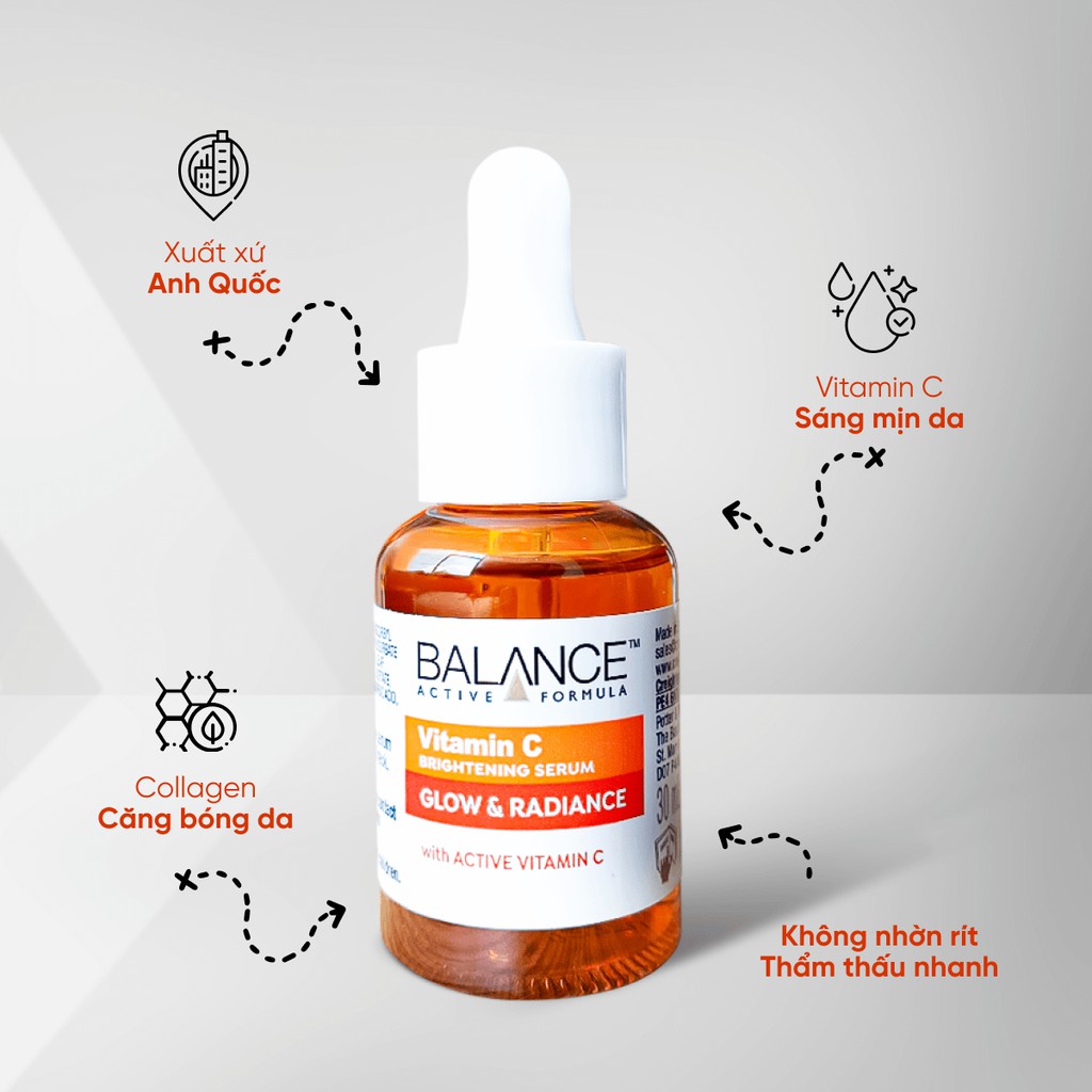 Serum trắng da mờ thâm 30Shine phân phối chính hãng Balance Active Formula Vitamin C Brightening 30ml
