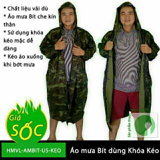 Áo mưa dây kéo bít lính ( hàng tốt ) loại 1
