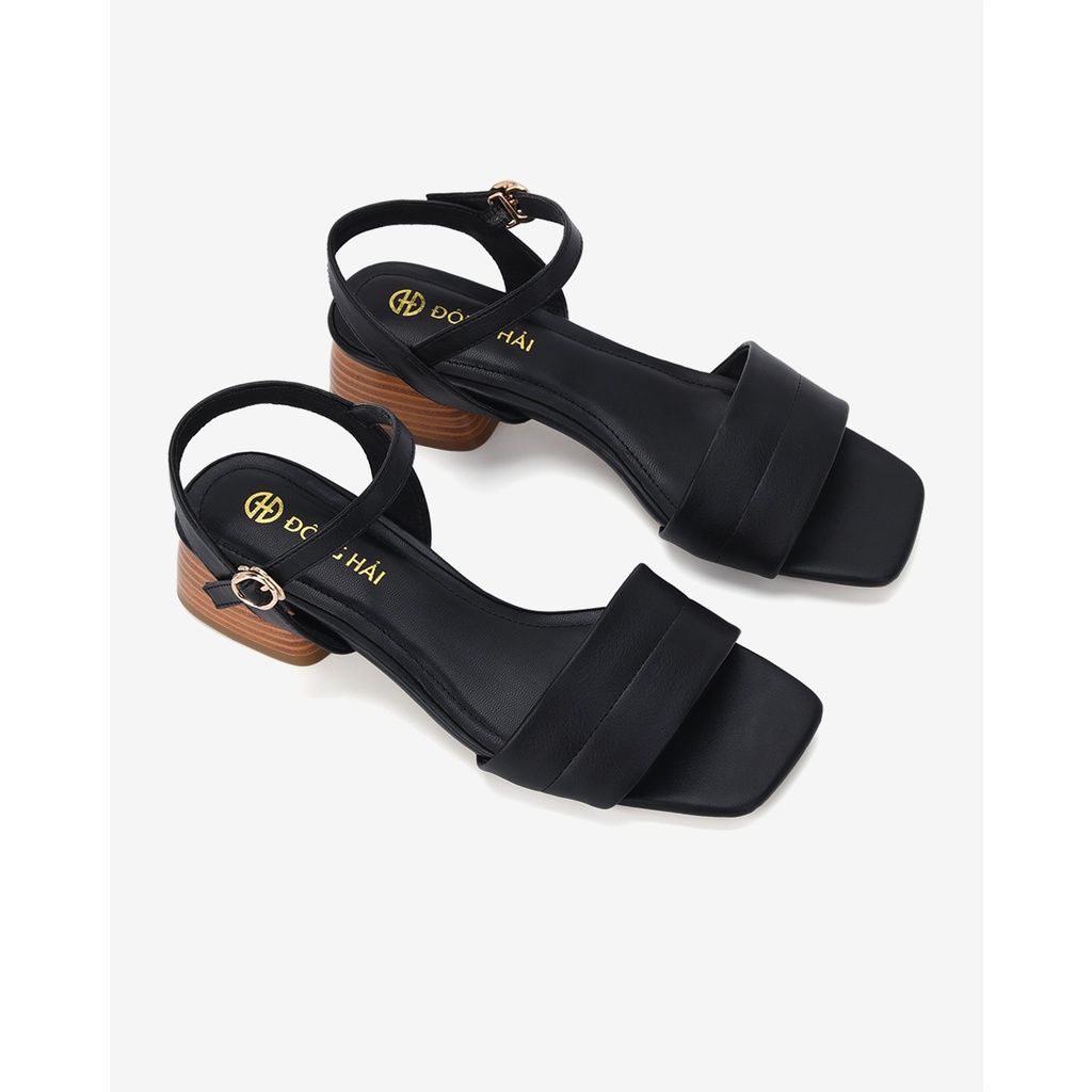 Giày Sandal cao gót nữ Đông Hải mũi vuông quai ngang bản to ôm chân gót vuông thời thượng cao 4cm - S7721
