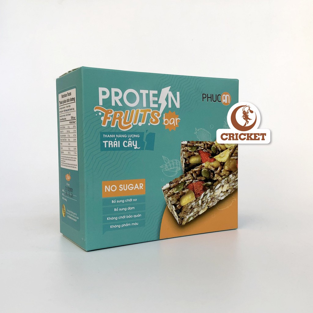 Thanh Năng Lượng Protein Gạo lứt &amp; Trái Cây Phúc An - Hộp 5 Thanh (5 Thanh x 22g) thơm ngon bổ dưỡng hỗ trợ giảm cân