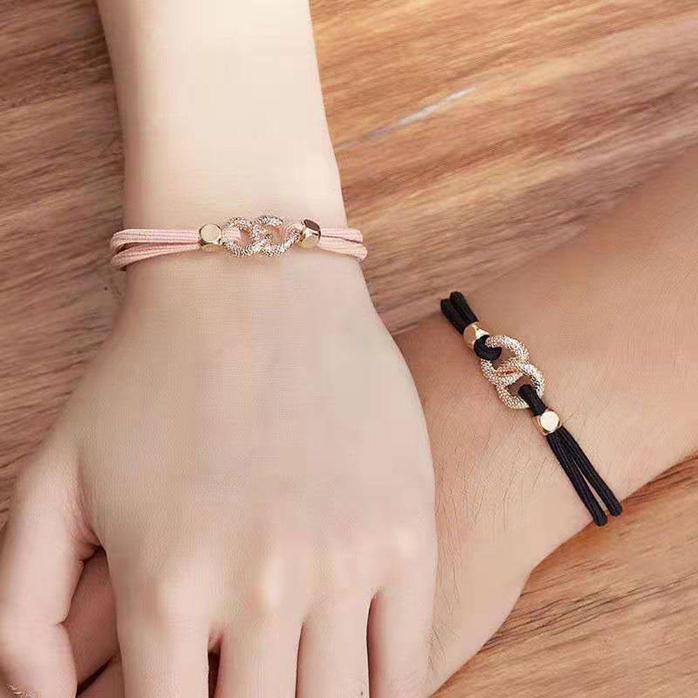 NICKOLAS Dây Buộc Tóc Cao Su Co Giãn Hai Vòng Kim Loại Cổ Điển Đơn Giản Dành Cho Bạn Nữ