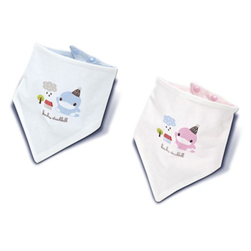 Set 2 yếm ăn cho bé tam giác Kuku Duckbill xanhhồng