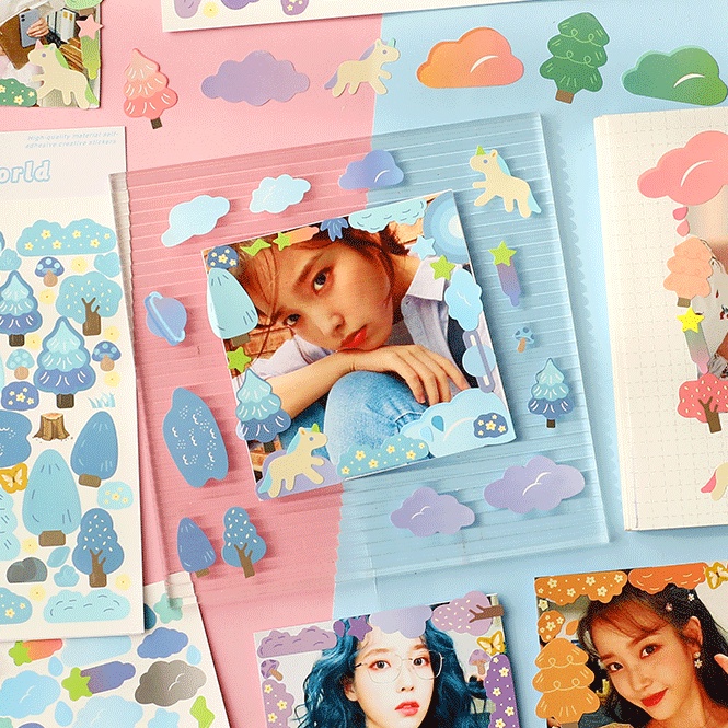 Peach[Cuckoo Diy Sticker Dán Sổ Tay/Điện Thoại Sổ Lưu Niệm/Nhật Ký/Album Ảnh/Điện Thoại Sổ Tay Hình Hoạt Hình Đám Mây Phong Cách Hàn Quốc diy