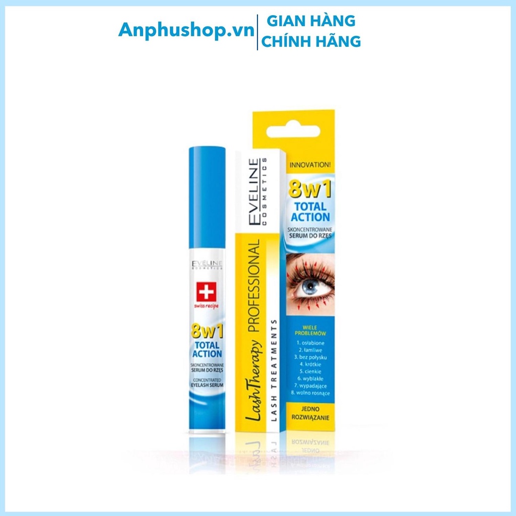 Dưỡng Mi Eveline 8in1 Total Action Lash Therapy Professional  dài mi, dày mi (Hàng chính hãng)
